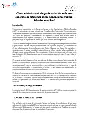 Cómo administrar el riesgo de variación en la tasa  soberana de referencia en las Asociaciones Público Privadas en el Perú